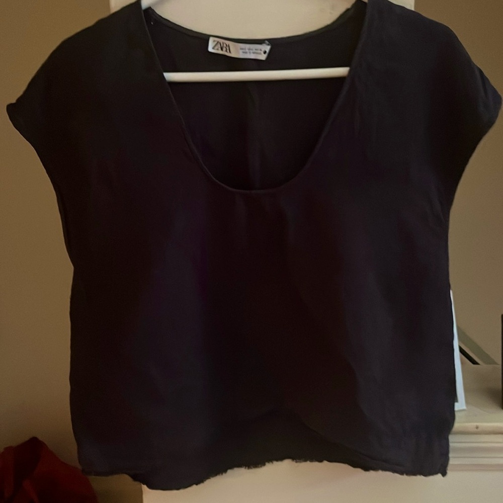 Zara Black Linen with Cap Sleeves
